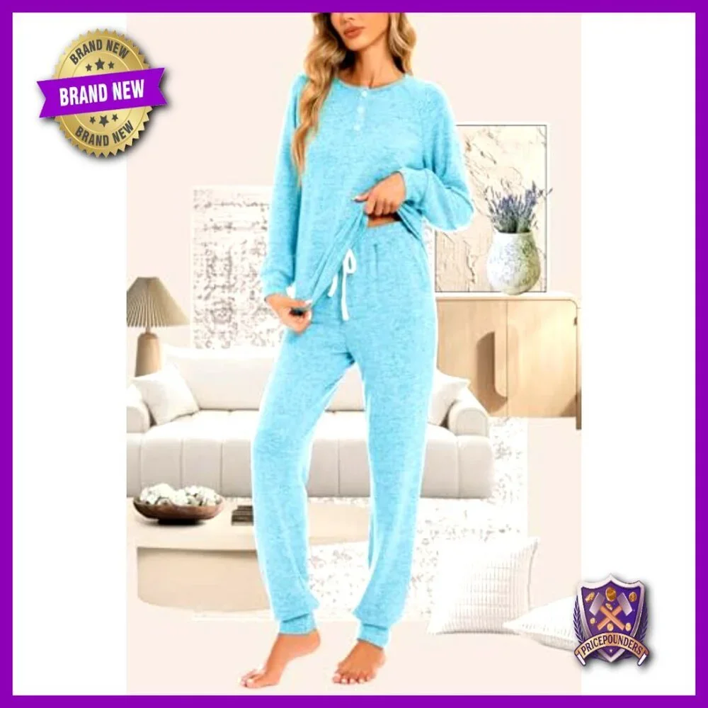 Long Sleeve Pajama Set with Joggers, Soft Brushed Jersey, XS Regular Fit